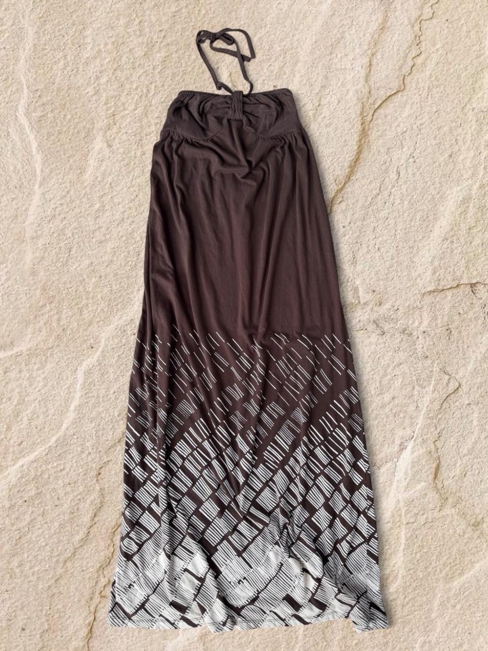 Decree Brown Maxi Dress with White Geometric Ombre